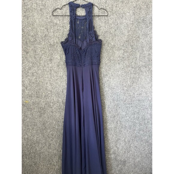 Lulus Dress Dance All Evening Navy Blue Lace Size Small Maxi Chiffon Bridesmaid - Picture 5 of 8